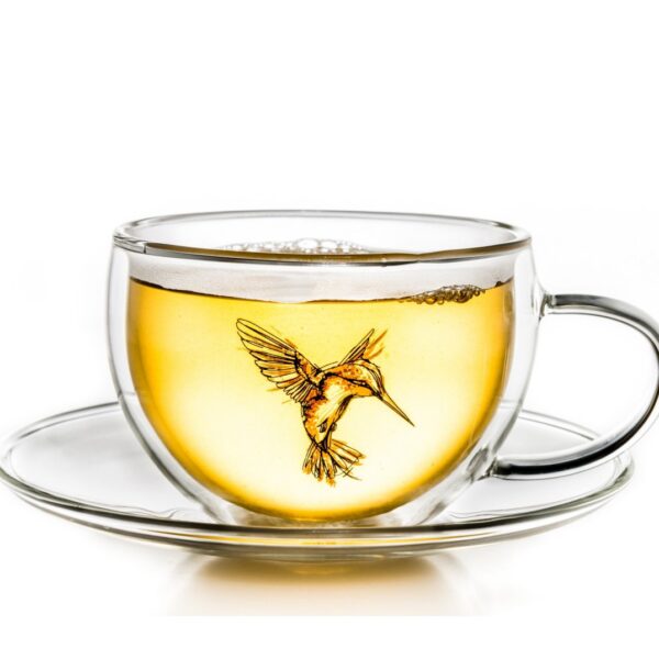 Glass thermal cup with saucer