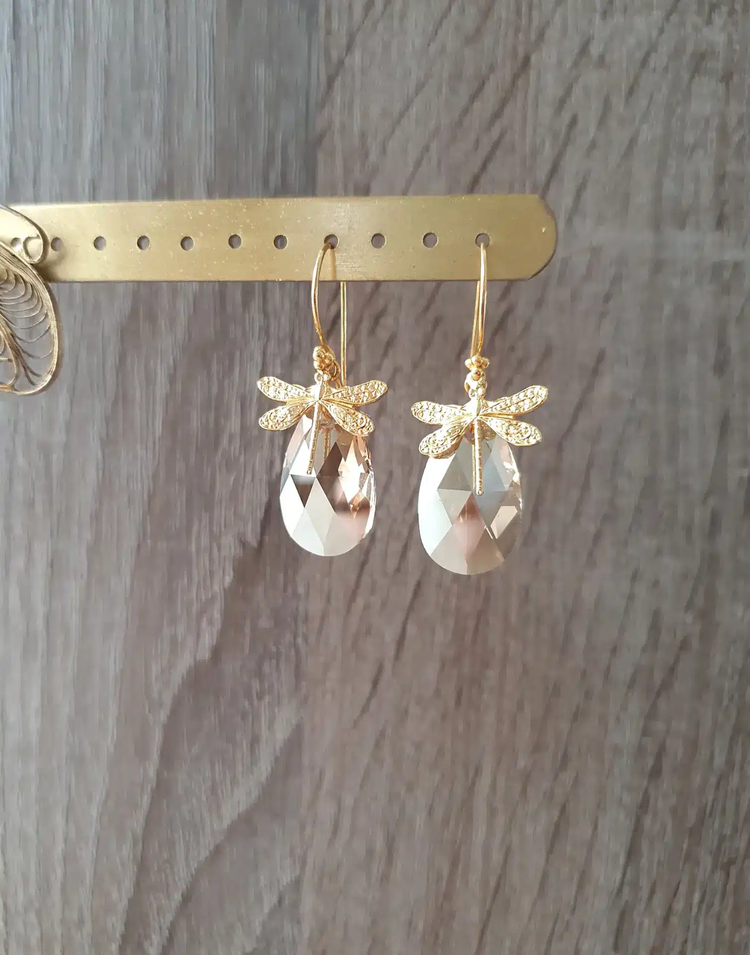 18K gold-plated dragonfly earrings with Golden Shadow drops 3 18K gold-plated dragonfly earrings with Golden Shadow drops - Image 3